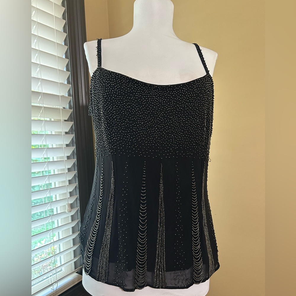 Chic Black Beaded Women's Camisole